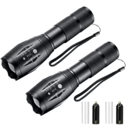1/2 Pack Rechargeable LED Flashlight, Zoomable Flashlights Al Alloy Portable Handheld Flashlights with 5 Modes,Waterproof