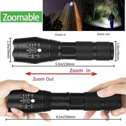 1/2 Pack Rechargeable LED Flashlight, Zoomable Flashlights Al Alloy Portable Handheld Flashlights with 5 Modes,Waterproof