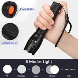 1/2 Pack Rechargeable LED Flashlight, Zoomable Flashlights Al Alloy Portable Handheld Flashlights with 5 Modes,Waterproof