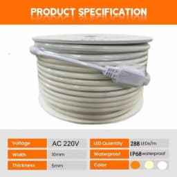 30m 220V COB LED Light Strip IP68 Waterproof Adhesive Tape With EU Plug Flex Silicone Tube Lamp For Home Outdoor Garden Lighting