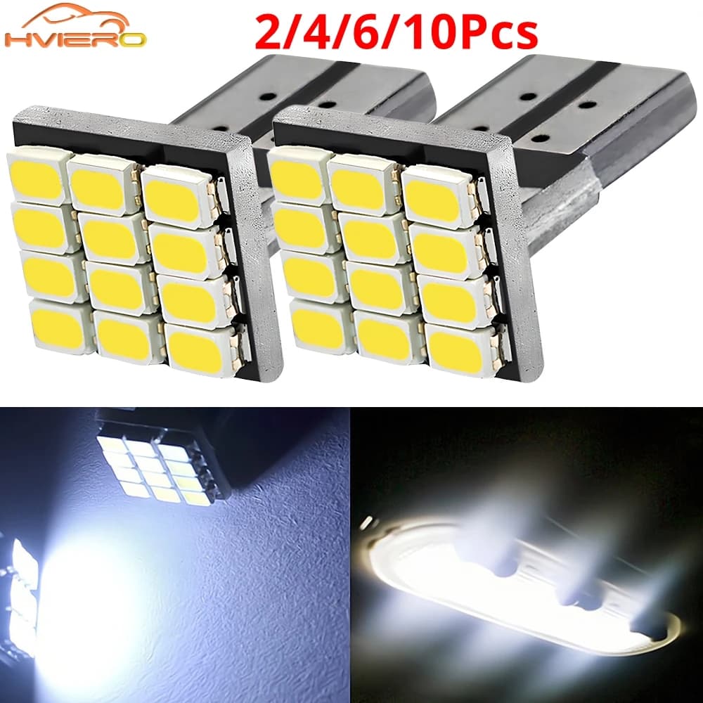 2/10 T10 W5W 12SMD 1206 Car Wedge White LED DC 12V Canbus No Error Decoder External Lights License Plate Lamp Corner Backup Led