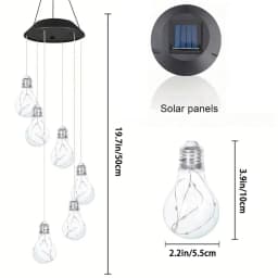 1 Pack Colorful Lights Solar Bulb Wind Chimes Hanging 6 LED Pendants Solar Windchimes Lamps For Home Garden Outdoor Decorations