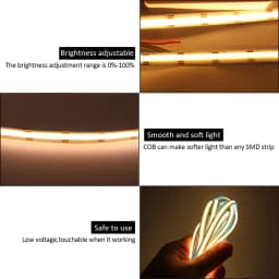 5M COB CCT LED Strip 12V 24V DC 608LEDs FCOB LED Light Dimmable Dual White Color 10MM PCB High Density Flexible Ra90 Linear Tape