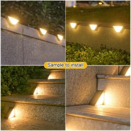 Solar Stair Lights Solar Step Light Outdoor Anti-theft Waterproof IP67 Decor for Garden Stair Deck Front Porch and Patio
