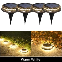Solar LED Power Disk Light Outdoor Garden IP65 Waterproof for Ground Garden Lawn Pathway Patio Landscape Decoration