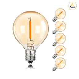 50Pcs G40 String Light Replacement Light Bulbs Gold Tint Glass E12 220V Base 1W Dimmable Outdoor Decor Globe LED Filament Bulb