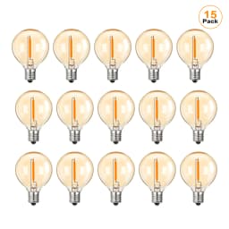 50Pcs G40 String Light Replacement Light Bulbs Gold Tint Glass E12 220V Base 1W Dimmable Outdoor Decor Globe LED Filament Bulb