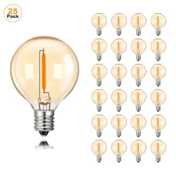 50Pcs G40 String Light Replacement Light Bulbs Gold Tint Glass E12 220V Base 1W Dimmable Outdoor Decor Globe LED Filament Bulb