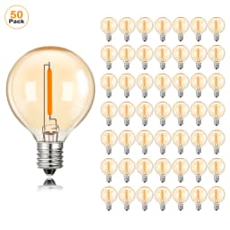 50Pcs G40 String Light Replacement Light Bulbs Gold Tint Glass E12 220V Base 1W Dimmable Outdoor Decor Globe LED Filament Bulb