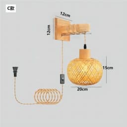 Bamboo Lantern Wall Lamp Natural Rattan Wicker E27 Chandeliers Hand-Woven Bamboo Room Decor Lampshades Wall Light Fixtures