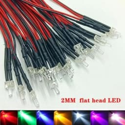 20pcs 3V-12V 1.8mm 2mm LED Red/Green/Blue/Yellow/UV/Orange/Pink/Warm/White/Ice Blue/RGB Pre-Wired Light Emitting Diodes