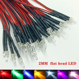 20pcs 3V-12V 1.8mm 2mm LED Red/Green/Blue/Yellow/UV/Orange/Pink/Warm/White/Ice Blue/RGB Pre-Wired Light Emitting Diodes