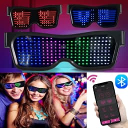 Bluetooth LED Glasses DIY Multilingual Text Graffiti RGBW/RED/Green Color for Halloween Party Rave Music Festival Glow Glasses