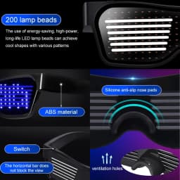 Bluetooth LED Glasses DIY Multilingual Text Graffiti RGBW/RED/Green Color for Halloween Party Rave Music Festival Glow Glasses