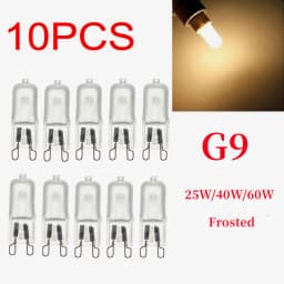10pcs G9 AC 200-240V 25W 40W 60W Portable Warm Light Halogen Bulb Light Lamp 2700K Globe Capsule Clear Bulbs 2 Pin Base