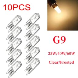 10pcs G9 AC 200-240V 25W 40W 60W Portable Warm Light Halogen Bulb Light Lamp 2700K Globe Capsule Clear Bulbs 2 Pin Base