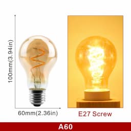 E14 E27 Retro LED Spiral Filament Light Bulb 4W Warm Yellow 220V C35 A60 T45 ST64 T185 T225 G80 G95 G125 Vintage Edison Lamp