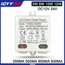 3W 6W 10W 12W DC12V 24V Lighting Transformer 250MA 500MA 830MA 600MA Driver Suitable For LED Light Strip 3528 5050 Power Supply