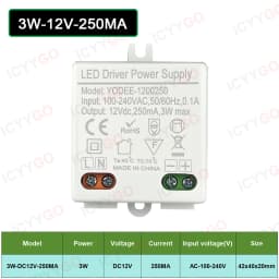 3W 6W 10W 12W DC12V 24V Lighting Transformer 250MA 500MA 830MA 600MA Driver Suitable For LED Light Strip 3528 5050 Power Supply