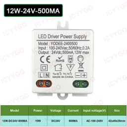 3W 6W 10W 12W DC12V 24V Lighting Transformer 250MA 500MA 830MA 600MA Driver Suitable For LED Light Strip 3528 5050 Power Supply