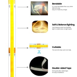 DC 5V USB COB Led Strip Light USB powered High Density Linear Lighting 320LED/m Flexible LED strip 3000K/4500K/6500K Colors