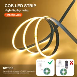 AC 220V COB LED Strip Light 5M 10M 20M 50M Flexible COB LED Tape with Adhesive Tape 240LEDs High Density Linear Lighting Ribbon