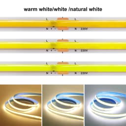 AC 220V COB LED Strip Light 5M 10M 20M 50M Flexible COB LED Tape with Adhesive Tape 240LEDs High Density Linear Lighting Ribbon