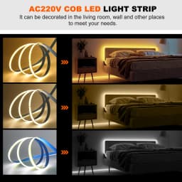 AC 220V COB LED Strip Light 5M 10M 20M 50M Flexible COB LED Tape with Adhesive Tape 240LEDs High Density Linear Lighting Ribbon