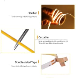 4mm COB LED Strip Light Flexible 12V 24V 480LED/m 3000K 4000K 6500K Orange Purple Pink Led Tape for Home Kitchen Car Decoration