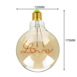Edison Light Bulb Soft Filament Light G125 LOVE HOME Cat 220V Personalized Creative Letter Light Warm Yellow Decorative Lamps