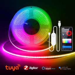 ZigBee W/WW/RGB LED Strip Smart Tuya Alexa Lights USB 5V Dimmable COB Neon Tape With LED Controller Home Room Bedroom Decoration