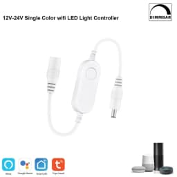 Mini Tuya SmartLife Wifi LED Controller DC12V-24V COB 5050 Single Color LED Strip Dimmer Switch Work with Alexa Google Assistant