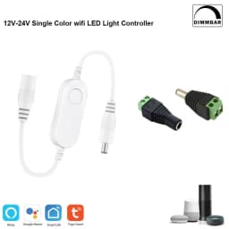 Mini Tuya SmartLife Wifi LED Controller DC12V-24V COB 5050 Single Color LED Strip Dimmer Switch Work with Alexa Google Assistant