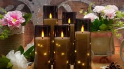 Flickering Flameless LED Pillar Candle Lights with Remote & Embedded Star String for Wishing Wedding Christmas Party Home Decor