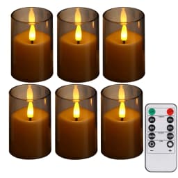 Flickering Flameless LED Pillar Candle Lights with Remote & Embedded Star String for Wishing Wedding Christmas Party Home Decor