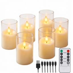 Flickering Flameless LED Pillar Candle Lights with Remote & Embedded Star String for Wishing Wedding Christmas Party Home Decor