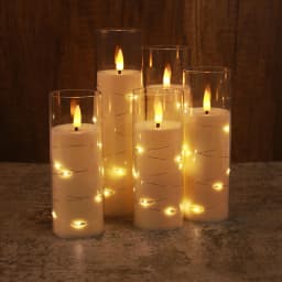 Flickering Flameless LED Pillar Candle Lights with Remote & Embedded Star String for Wishing Wedding Christmas Party Home Decor
