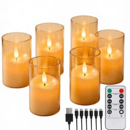 Flickering Flameless LED Pillar Candle Lights with Remote & Embedded Star String for Wishing Wedding Christmas Party Home Decor