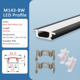 LED Strip Aluminum Profile 50CM Recessed Surface Mounted Aluminium Channel with Diffuser PC Cover for 8mm 10mm Linear Lighting