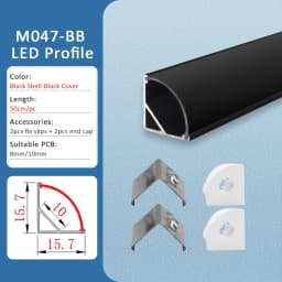 LED Strip Aluminum Profile 50CM Recessed Surface Mounted Aluminium Channel with Diffuser PC Cover for 8mm 10mm Linear Lighting