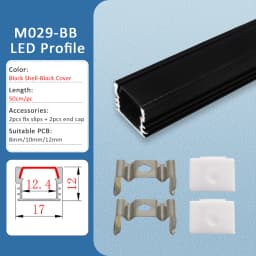 LED Strip Aluminum Profile 50CM Recessed Surface Mounted Aluminium Channel with Diffuser PC Cover for 8mm 10mm Linear Lighting