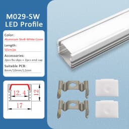LED Strip Aluminum Profile 50CM Recessed Surface Mounted Aluminium Channel with Diffuser PC Cover for 8mm 10mm Linear Lighting