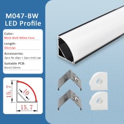 LED Strip Aluminum Profile 50CM Recessed Surface Mounted Aluminium Channel with Diffuser PC Cover for 8mm 10mm Linear Lighting