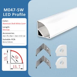 LED Strip Aluminum Profile 50CM Recessed Surface Mounted Aluminium Channel with Diffuser PC Cover for 8mm 10mm Linear Lighting