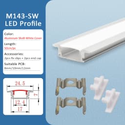 LED Strip Aluminum Profile 50CM Recessed Surface Mounted Aluminium Channel with Diffuser PC Cover for 8mm 10mm Linear Lighting
