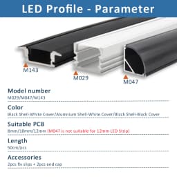 LED Strip Aluminum Profile 50CM Recessed Surface Mounted Aluminium Channel with Diffuser PC Cover for 8mm 10mm Linear Lighting
