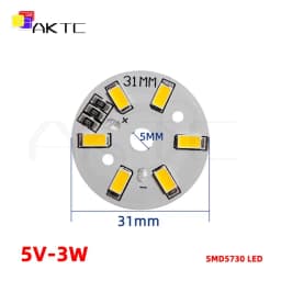 10 Pcs/lot Round LED Light Board DC 5V 3W Low Voltage 5730 2835 SMD 6 LEDs 3000K Warm or White 6000K Dimmable Bulb Lamp Panel