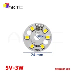 10 Pcs/lot Round LED Light Board DC 5V 3W Low Voltage 5730 2835 SMD 6 LEDs 3000K Warm or White 6000K Dimmable Bulb Lamp Panel