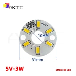 10 Pcs/lot Round LED Light Board DC 5V 3W Low Voltage 5730 2835 SMD 6 LEDs 3000K Warm or White 6000K Dimmable Bulb Lamp Panel