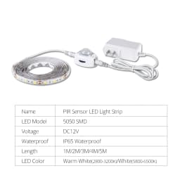 1M-5M PIR Motion Sensor LED Strip Lights IP65 Waterproof DC 12V Light Strip For Stairs Wardrobe Closet Kitchen Smart On/Off Lamp